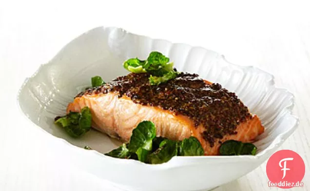 Gebratener Lachs mit Vollkorn-Senf-Kruste