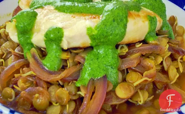 Kokosnuss-Curry gekeimte Linsen