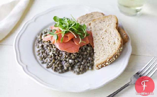 Linsen-Vinaigrette Mit Geräuchertem Lachs