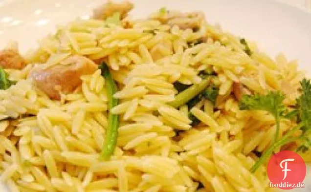 Knoblauchhuhn mit Orzo-Nudeln
