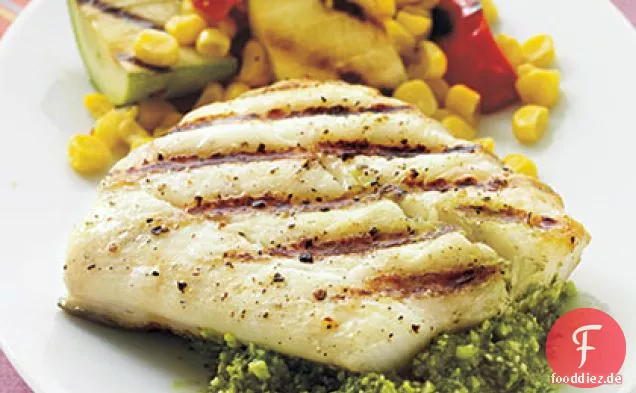 Heilbutt mit schnellem Zitronenpesto