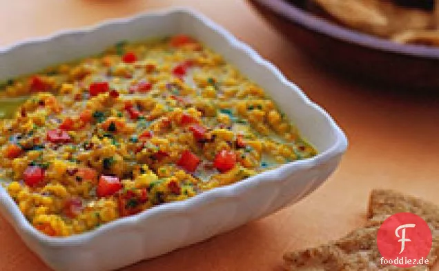 Warmes Rot-Linsen-Dal mit Pita-Chips