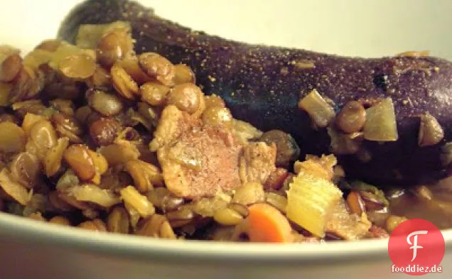 Wein-Geschmortes Lamm Wurst Mit Linsen