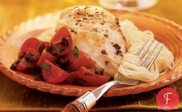 Huhn mit Kirschtomate und Oliven-Topping