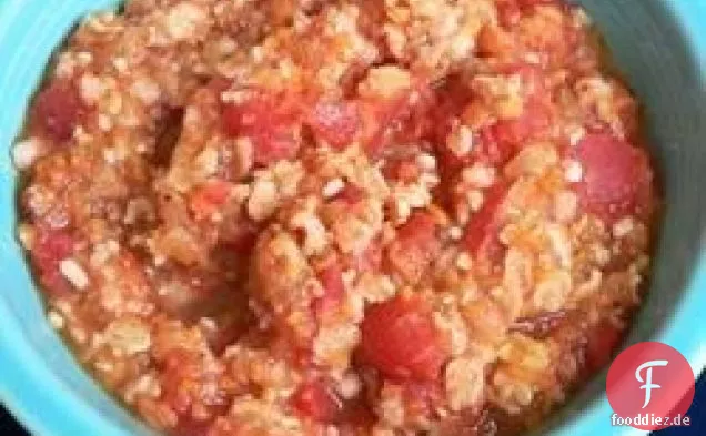 Haferflocken und Tomatensuppe