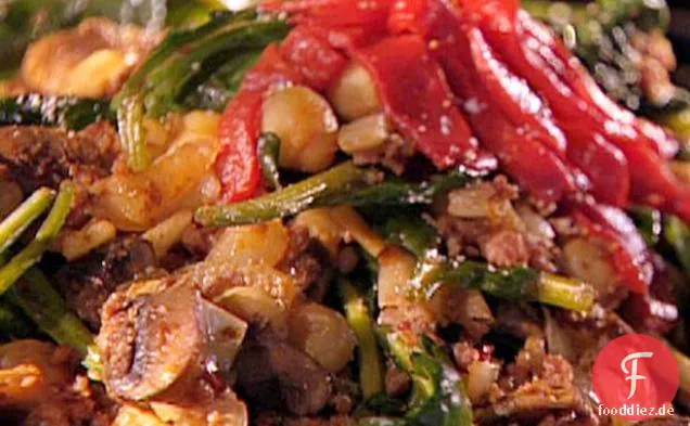 Chorizo, Spinat und Kichererbsenbraten