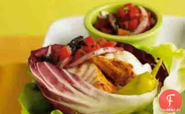 Salat Gyros gefüllt mit würzigem Heilbutt