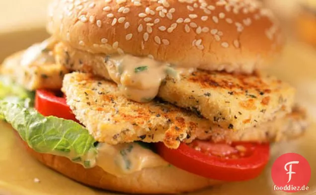 Parmesan-Kraut verkrustet Tofu Sandwich