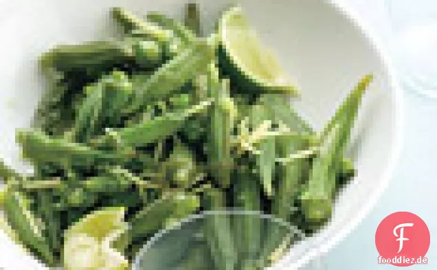 Okra mit Jakobsmuschel, Limette und Ingwer