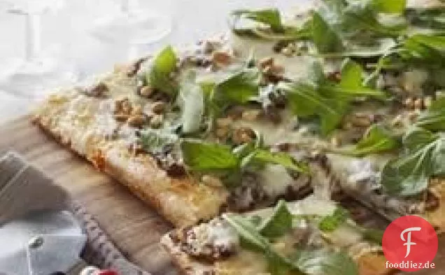 Karamellisierte Zwiebel und Rucola Pizza