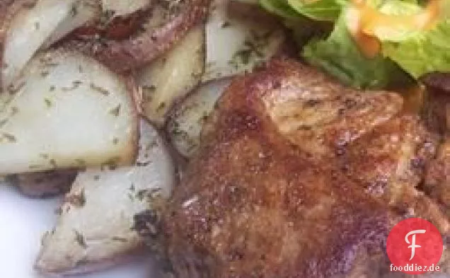 Würzige Schweinekoteletts mit Herbed gebratenen neuen Kartoffeln