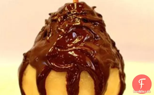 Birnen mit Schokolade überzogen