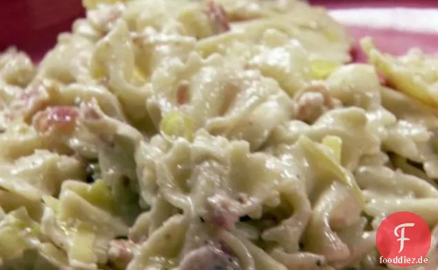 Pasta mit Pancetta und Lauch