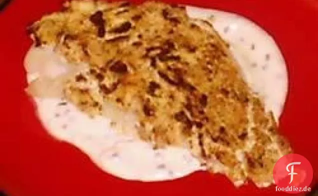 Gebratener Heilbutt mit Ziegenkäsekruste