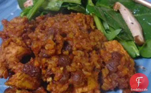 Curry-Huhn und brauner Reis-Auflauf