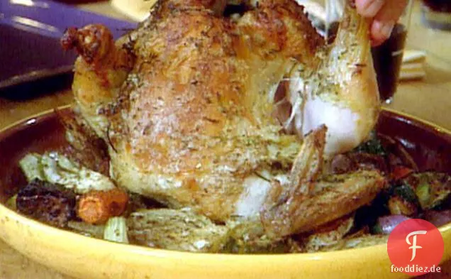 Huhn mit Rosmarin und Zitronensalz