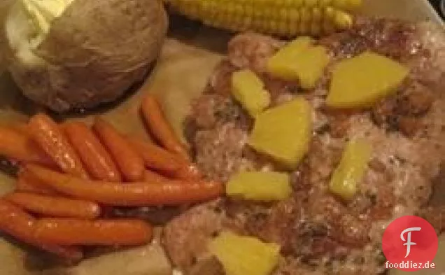 Marinierte Ananas Schweinekoteletts