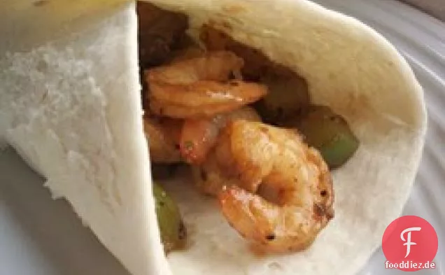 Schnelle und einfache Garnelen Fajitas