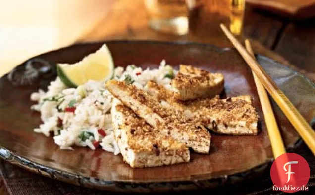 Erdnuss-verkrustete Tofu-Dreiecke