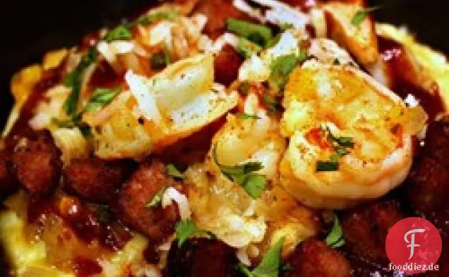 Garnelen und Grütze mit Kielbasa