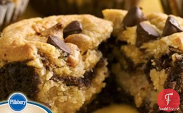 Schokolade-Erdnussbutter geschichtete Cupcakes