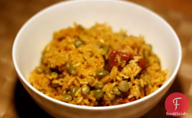 Abendessen heute Abend: Reis mit Taubenerbsen (Arroz con Gandules)