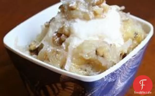 Warme tropische Banane Eis Topping