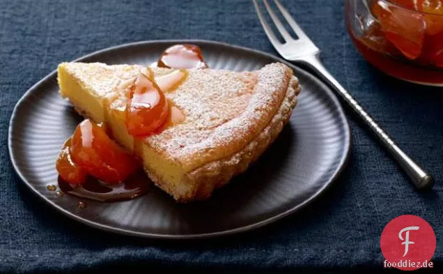 Ziegenkäsetarte mit Honigmarrikosen