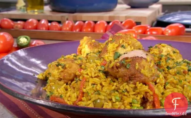 Adobo gewürztes Huhn und Reis