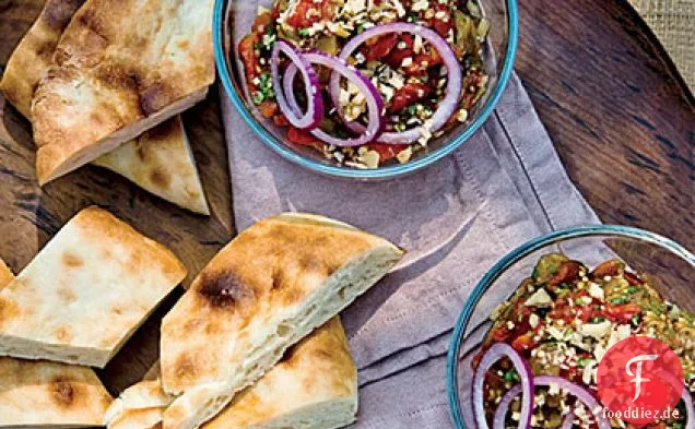 Gegrillter Auberginensalat mit Walnüssen