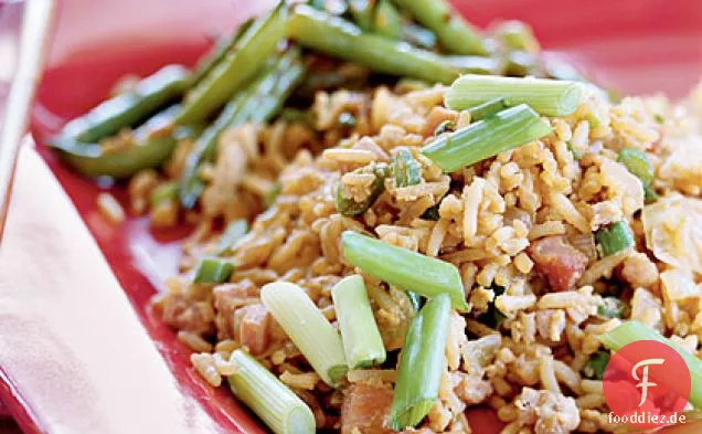 Gebratener Reis mit Schinken und Ei