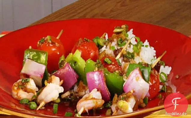 Garnelenspieße mit Mango-Dip-Sauce