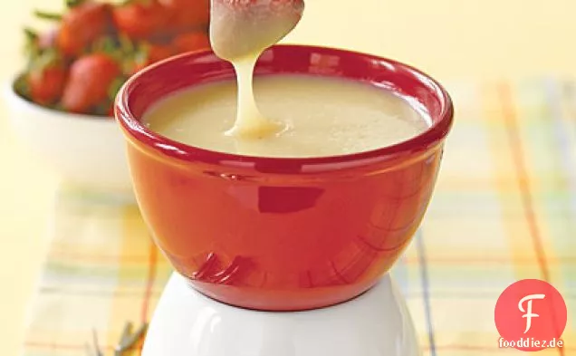 Fondue mit weißer Schokolade