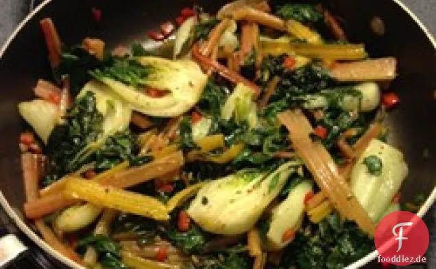 Zitronen-Knoblauch-Regenbogen-Mangold