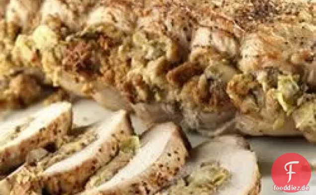 Gefüllter Schweinebraten mit Kräuter-Artischocken-Pilz-Füllung