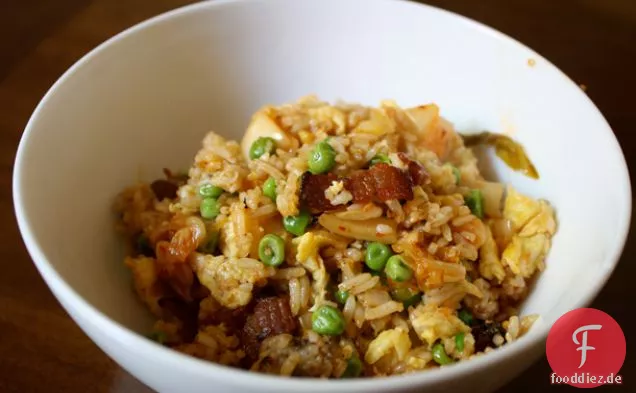 Abendessen heute Abend: Speck und Kimchi Gebratener Reis