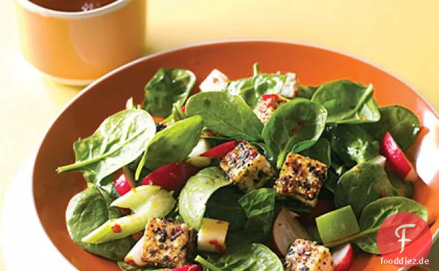 Spinat-Abendessensalat mit Sesam-Tofu
