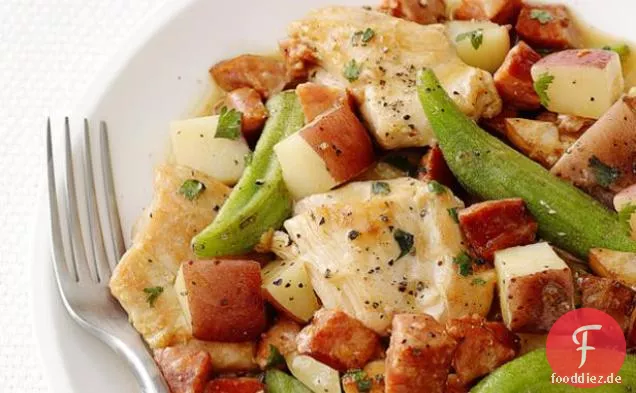 Gedünstetes Hähnchen mit Andouille