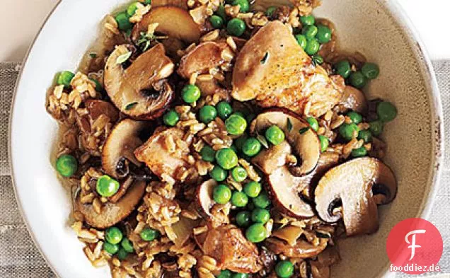 Huhn und Reis mit Pilzen