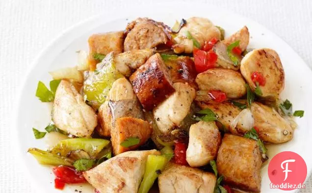 Hähnchen, Wurst und Paprika