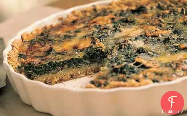 Pilz-Spinat-Quiche in Haferkruste