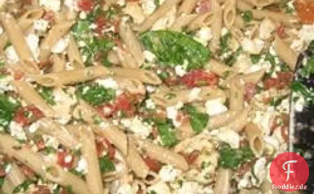 Mostaccioli mit Spinat und Feta