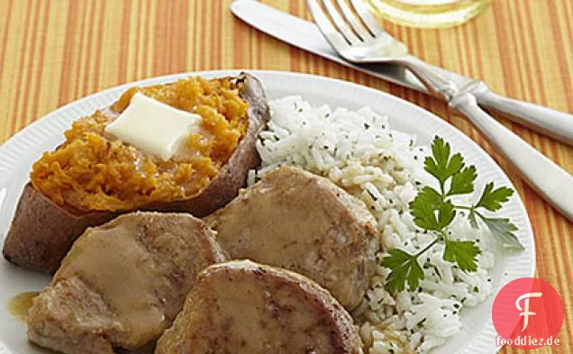 Apfelwein-geschmorte Schweinemedaillons