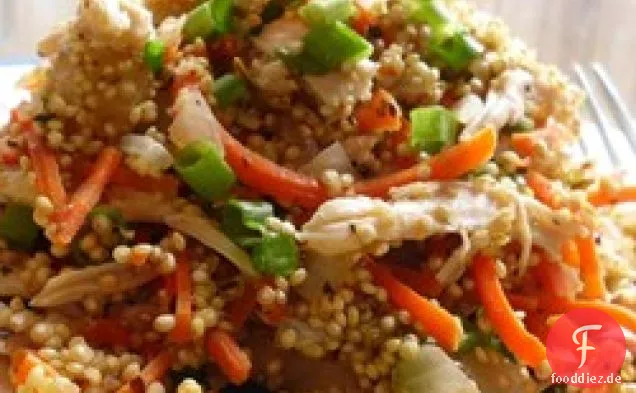 Quinoa-Pilaw mit geschreddertem Hühnchen