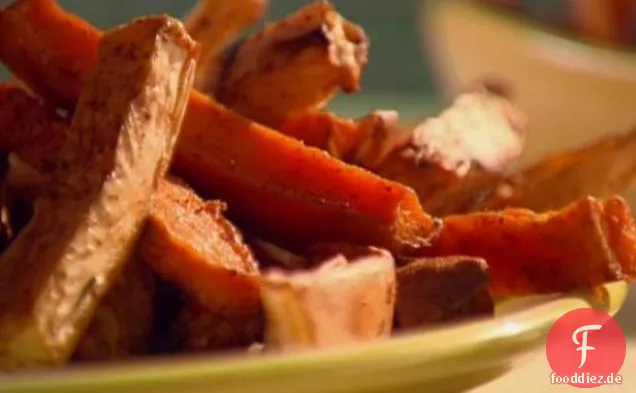 Süßkartoffel- und Selleriewurzel-Pommes