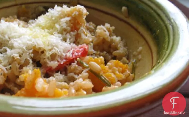 Ofengebackener Butternutkürbis und Rosmarinrisotto