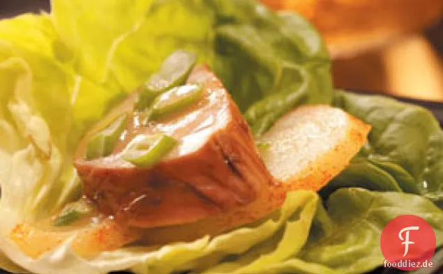 Schweinefleisch-Birnen-Salat-Wraps