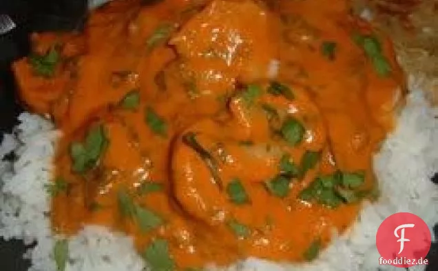 Indische gebratene Garnelen in Sahnesauce (Bhagari Jhinga)