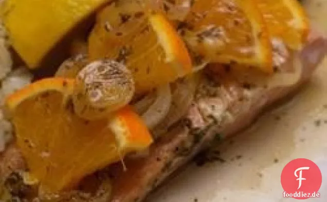 Orange gebratener Lachs