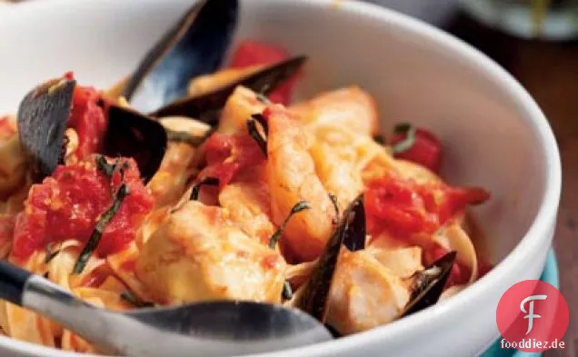 Schnelle Pasta Bouillabaisse